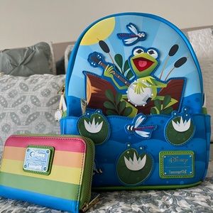 Loungefly Disney The Muppets Rainbow Connection Mini Backpack and Wallet NWT